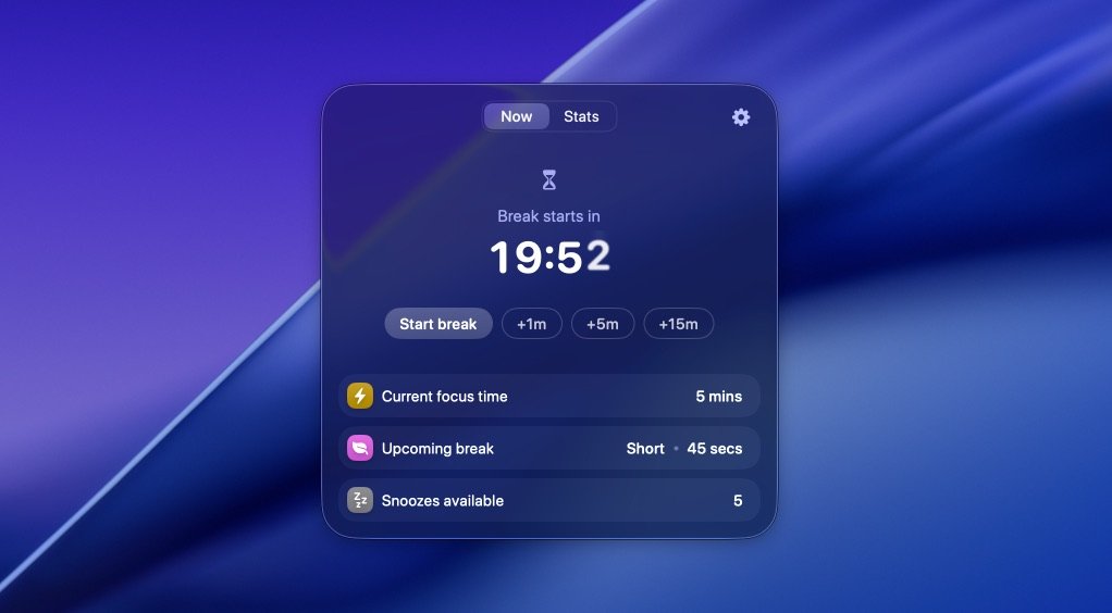 LookAway Quick Look menu bar panel